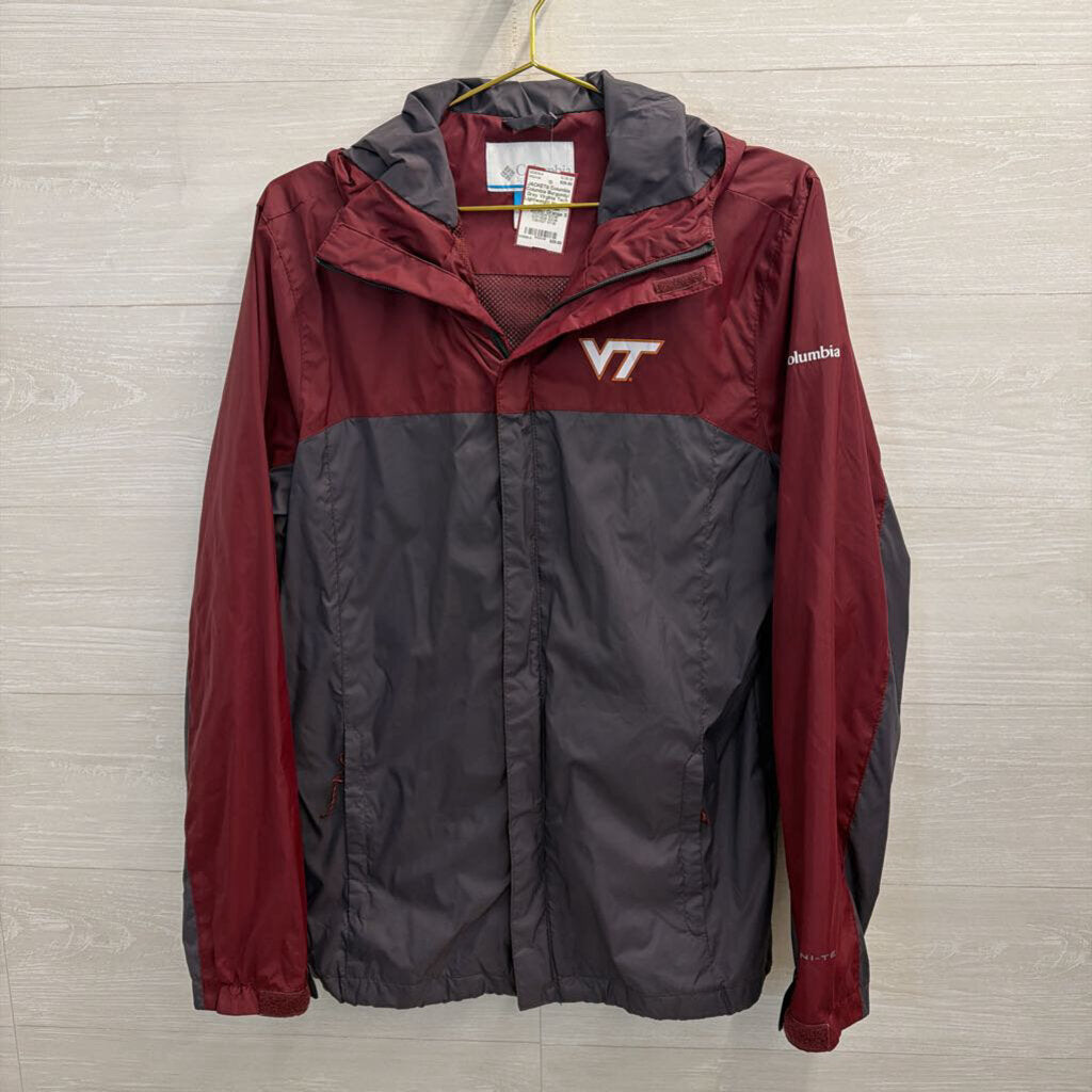 Columbia Burgundy/ Grey Virginia Tech Lightweight Hooded Jacket Small