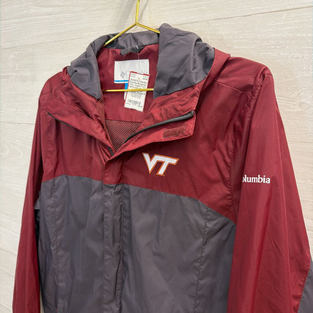Columbia Burgundy/ Grey Virginia Tech Lightweight Hooded Jacket Small