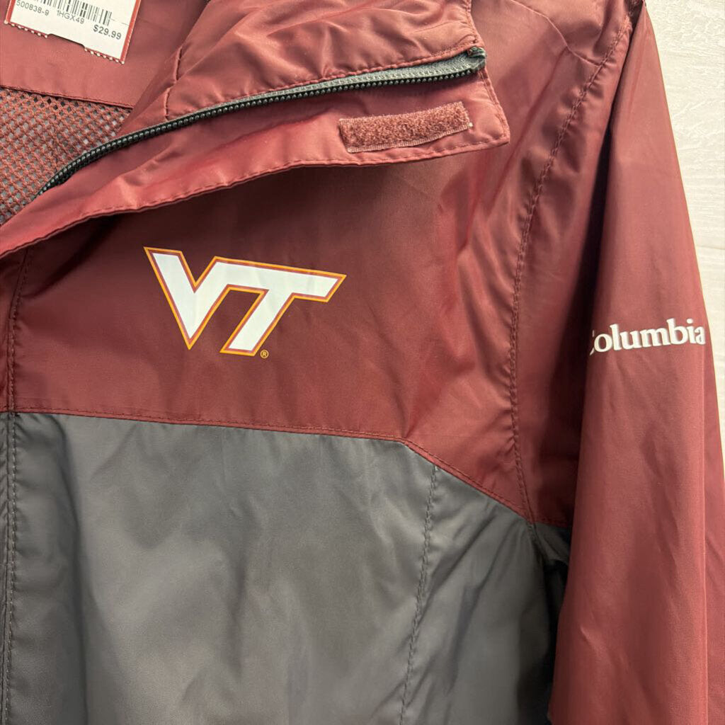 Columbia Burgundy/ Grey Virginia Tech Lightweight Hooded Jacket Small
