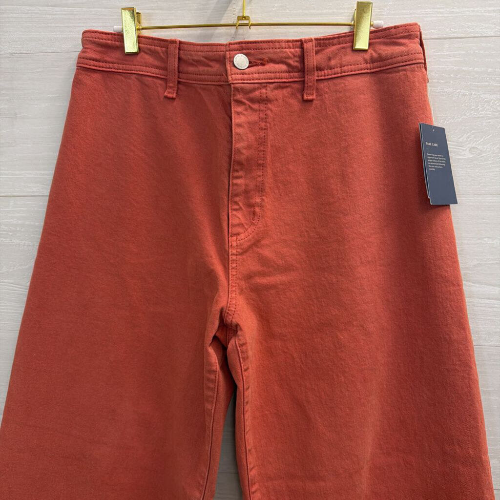Orange Wide Leg Denim Jeans 10