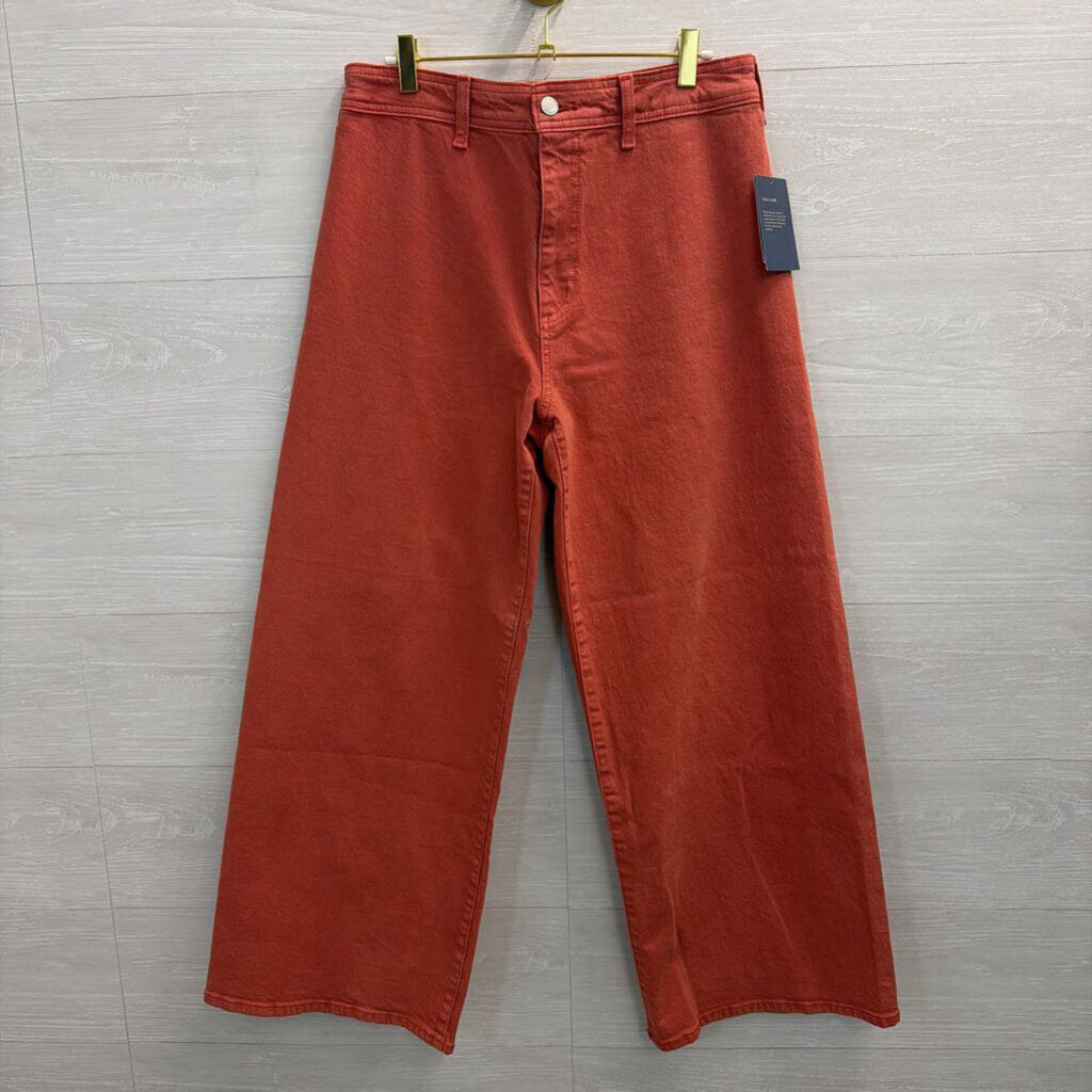 Orange Wide Leg Denim Jeans 10