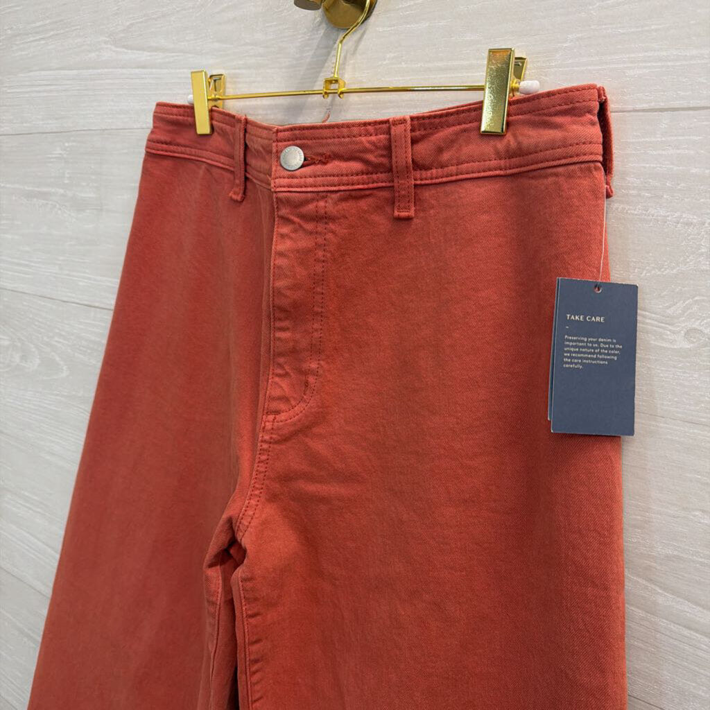 Orange Wide Leg Denim Jeans 10