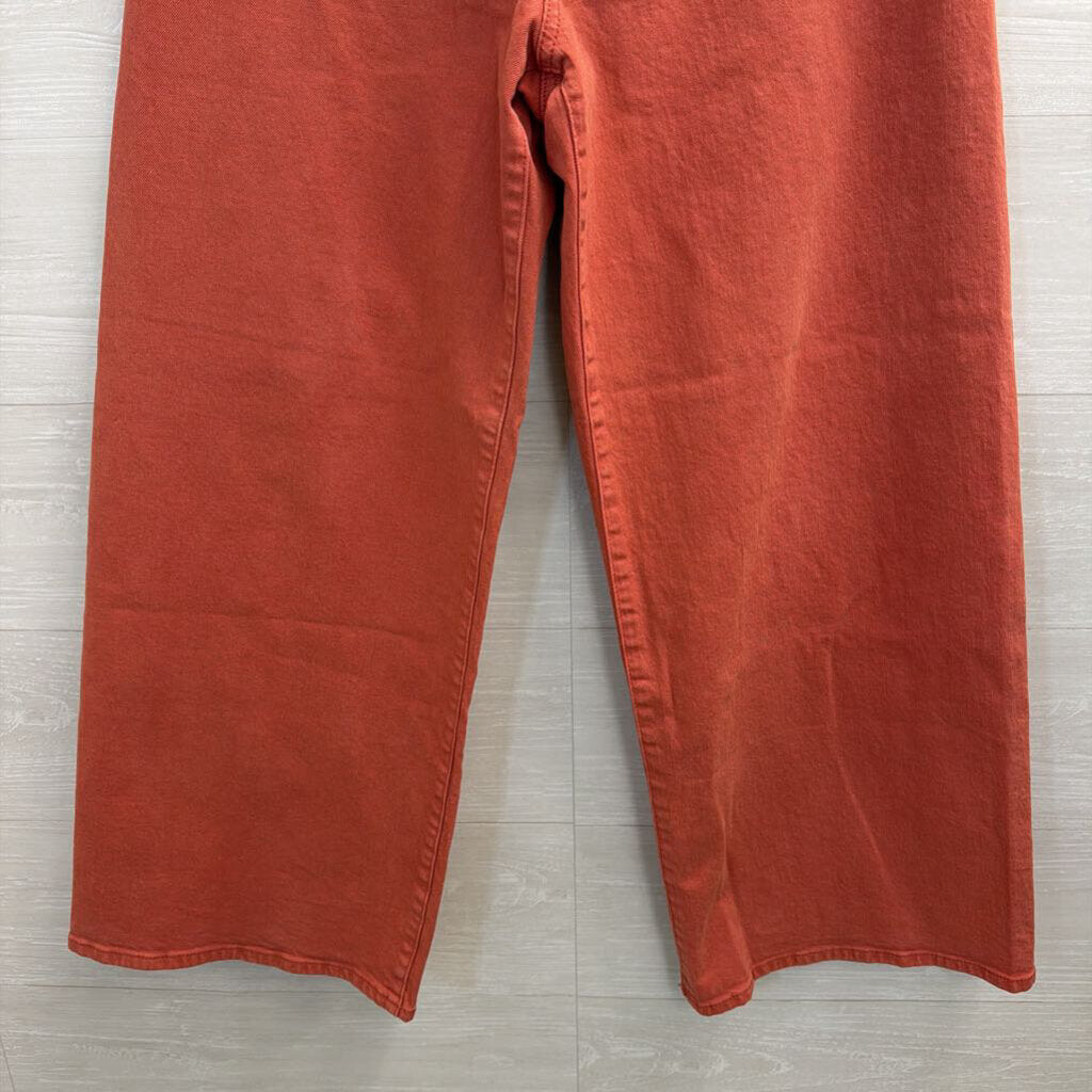 Orange Wide Leg Denim Jeans 10