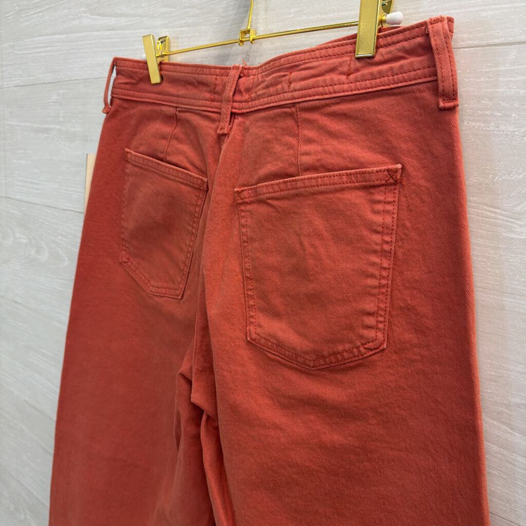Orange Wide Leg Denim Jeans 10