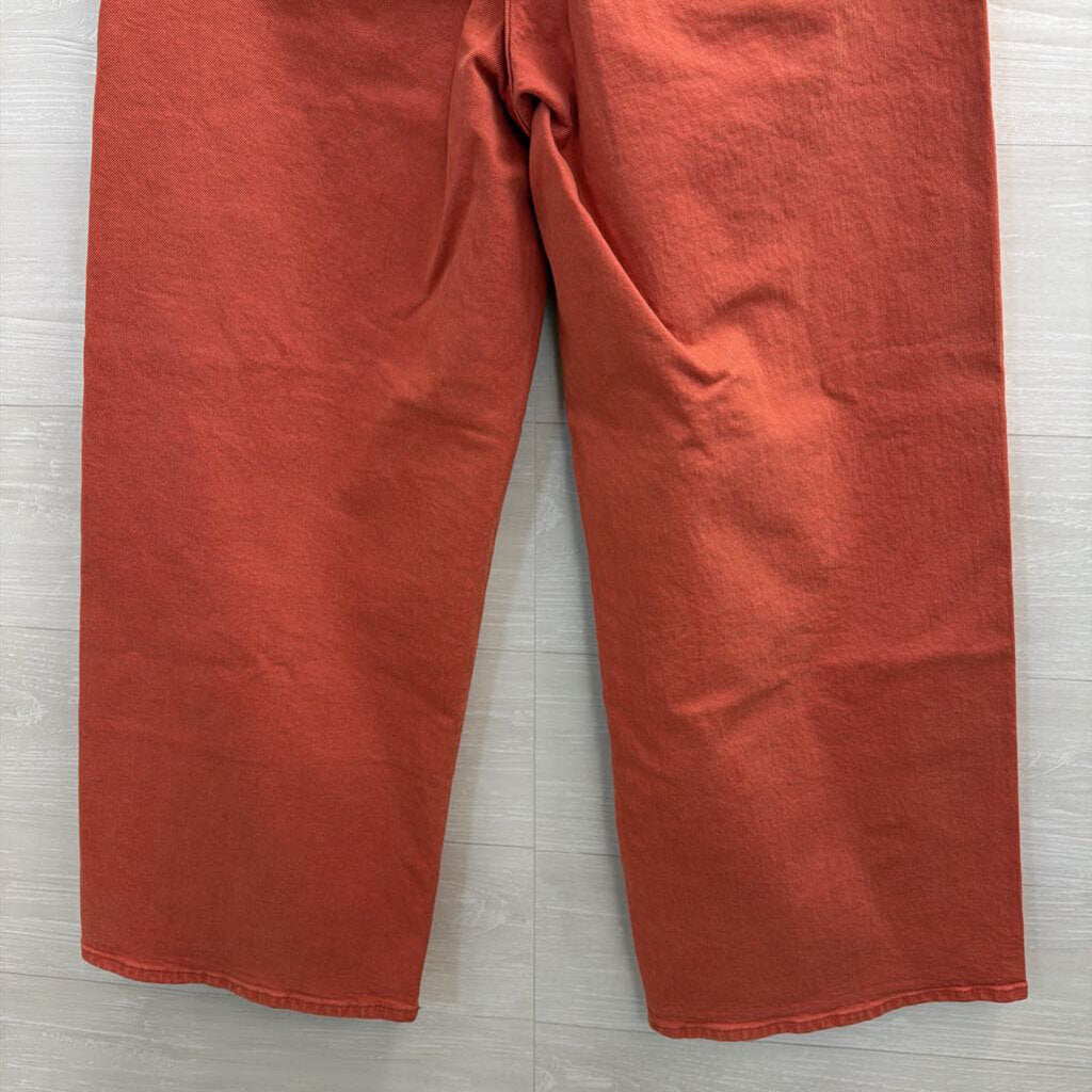 Orange Wide Leg Denim Jeans 10