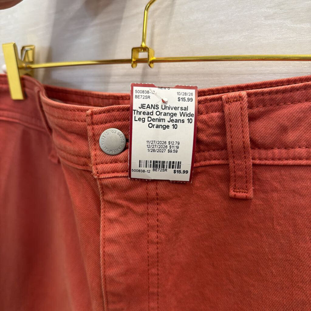Orange Wide Leg Denim Jeans 10