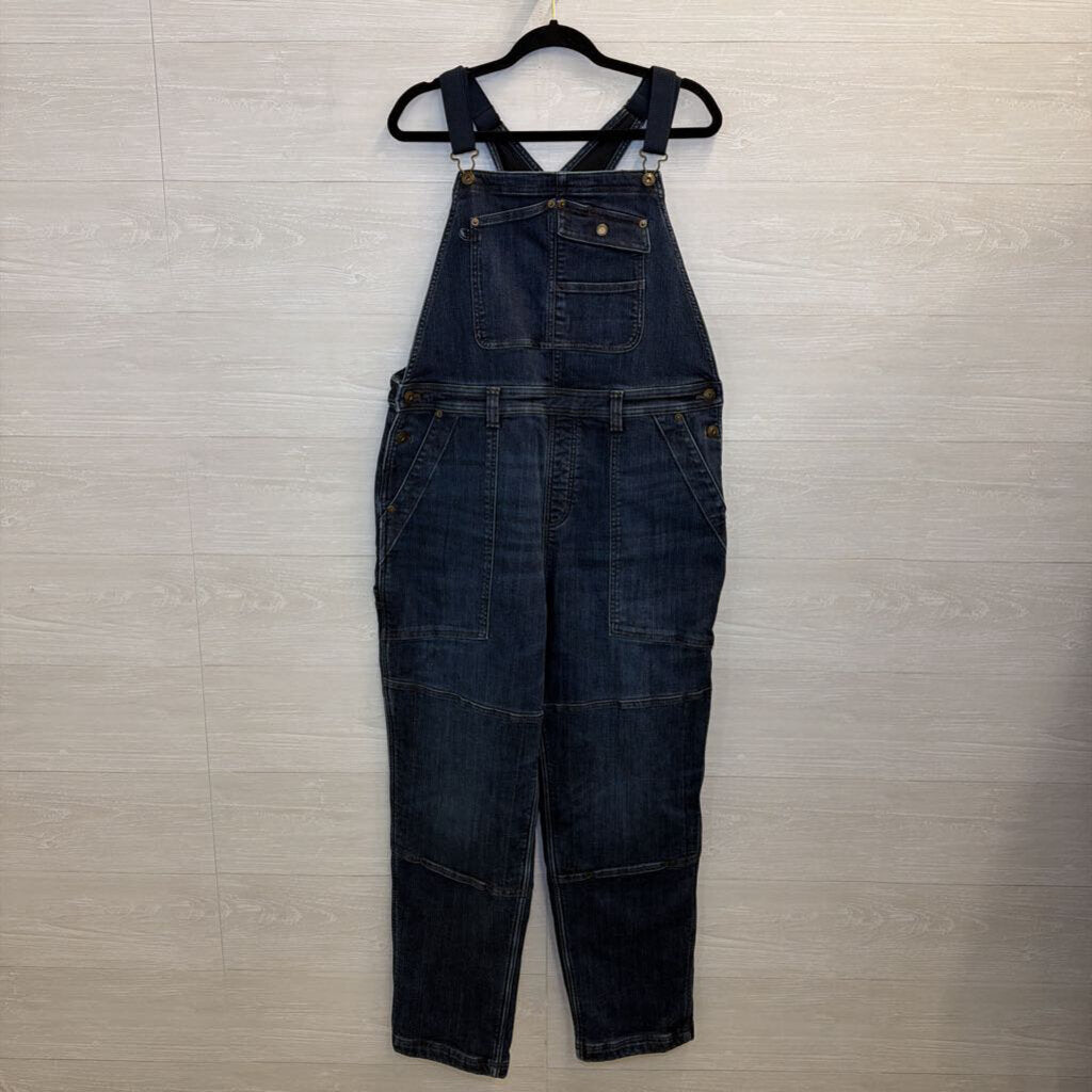 Duluth Dark Wash Fleece Lined Denim Overalls Large Short