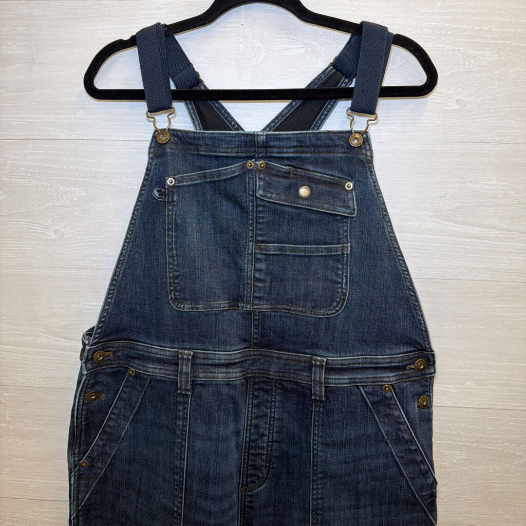 Duluth Dark Wash Fleece Lined Denim Overalls Large Short