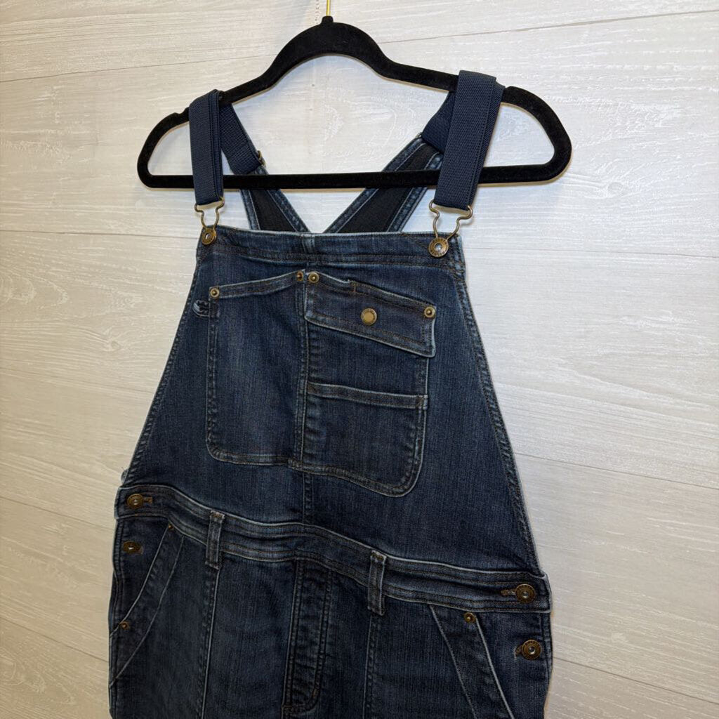 Duluth Dark Wash Fleece Lined Denim Overalls Large Short