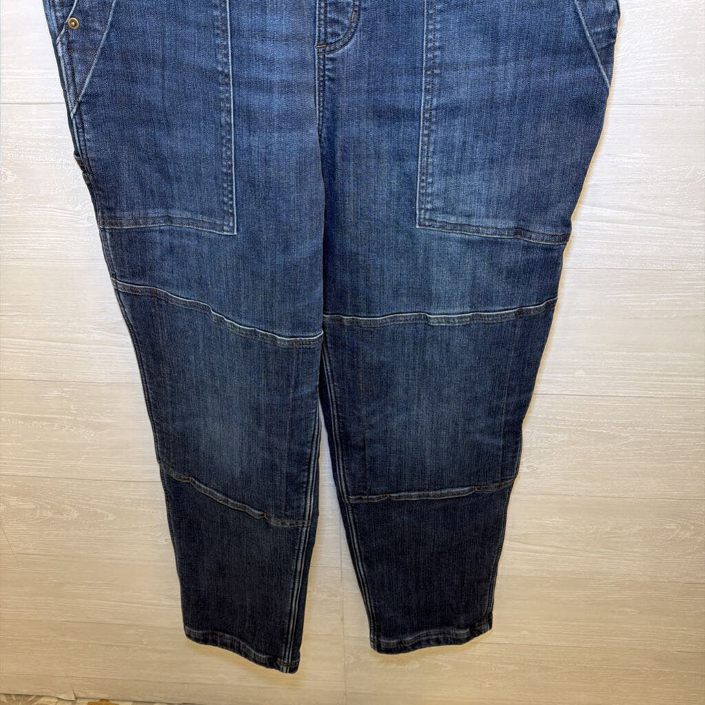 Duluth Dark Wash Fleece Lined Denim Overalls Large Short