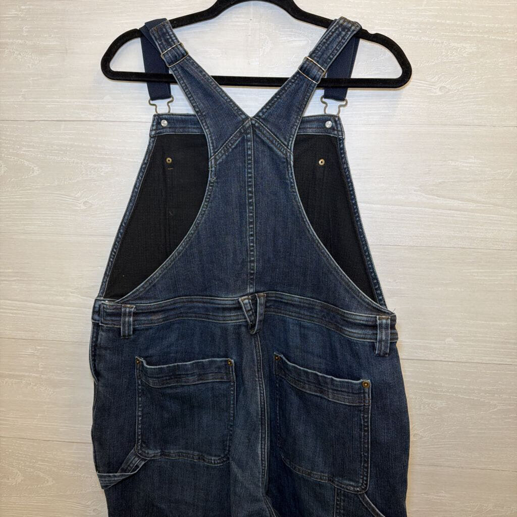Duluth Dark Wash Fleece Lined Denim Overalls Large Short