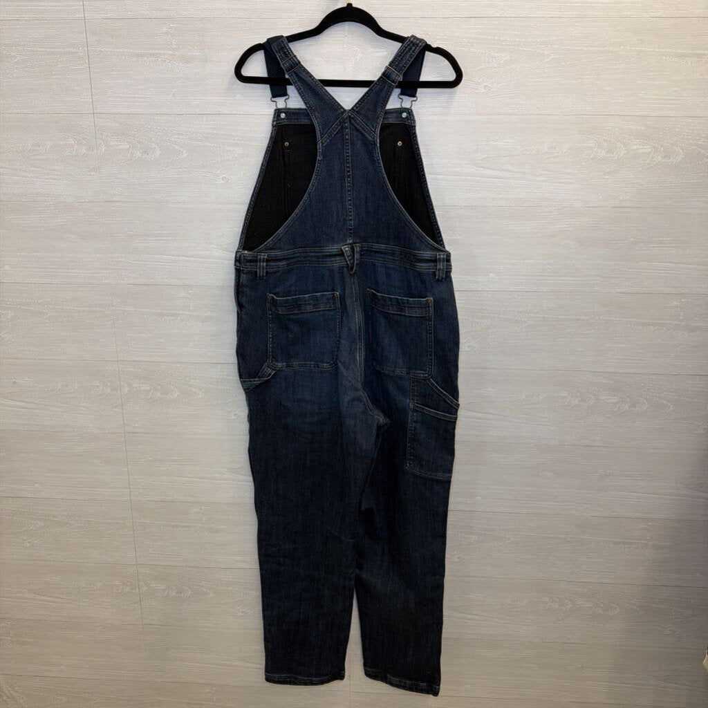 Duluth Dark Wash Fleece Lined Denim Overalls Large Short