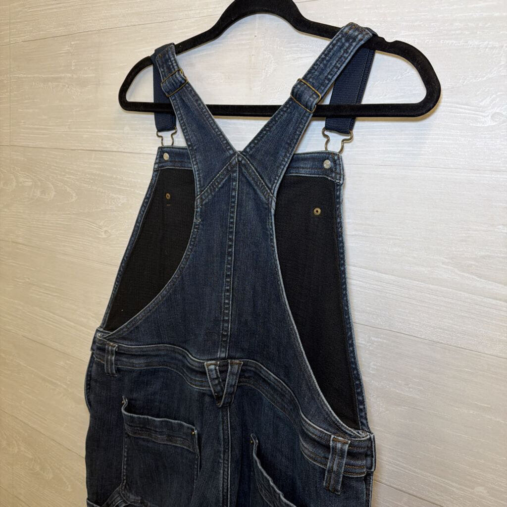Duluth Dark Wash Fleece Lined Denim Overalls Large Short