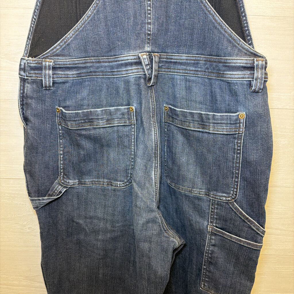 Duluth Dark Wash Fleece Lined Denim Overalls Large Short