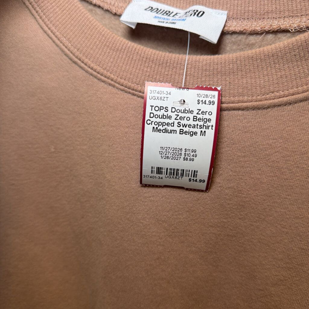 Double Zero Beige Cropped Sweatshirt Medium