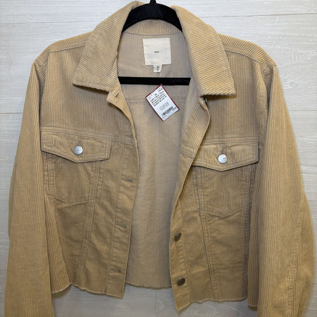 TGLA Brown Corduroy Cropped Shacket Medium