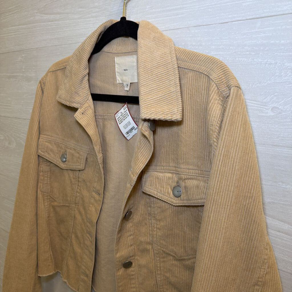 TGLA Brown Corduroy Cropped Shacket Medium