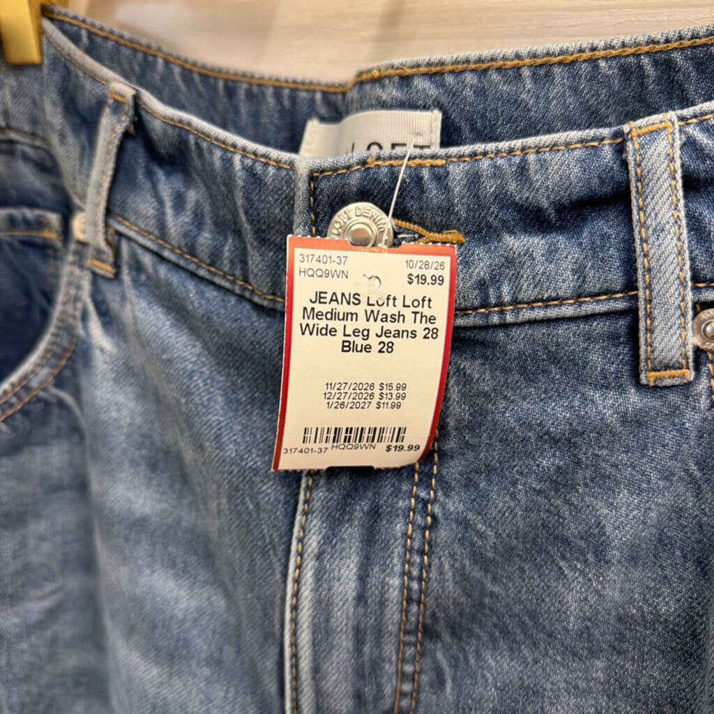 Loft Medium Wash The Wide Leg Jeans 28