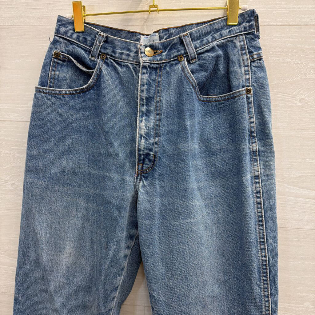 Vintage Chic Light Wash Distressed Mom Jeans 8 Petite