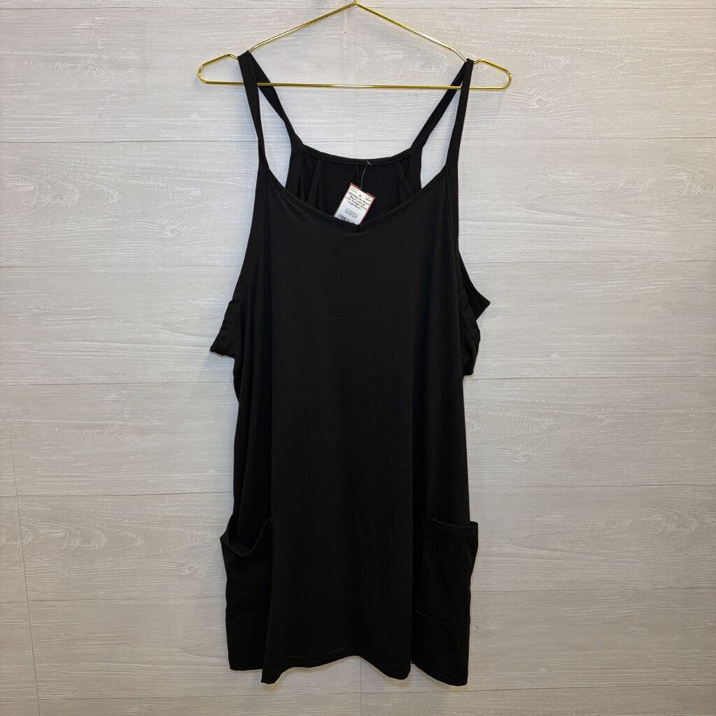 Black Layered Look Romper Dress Large
