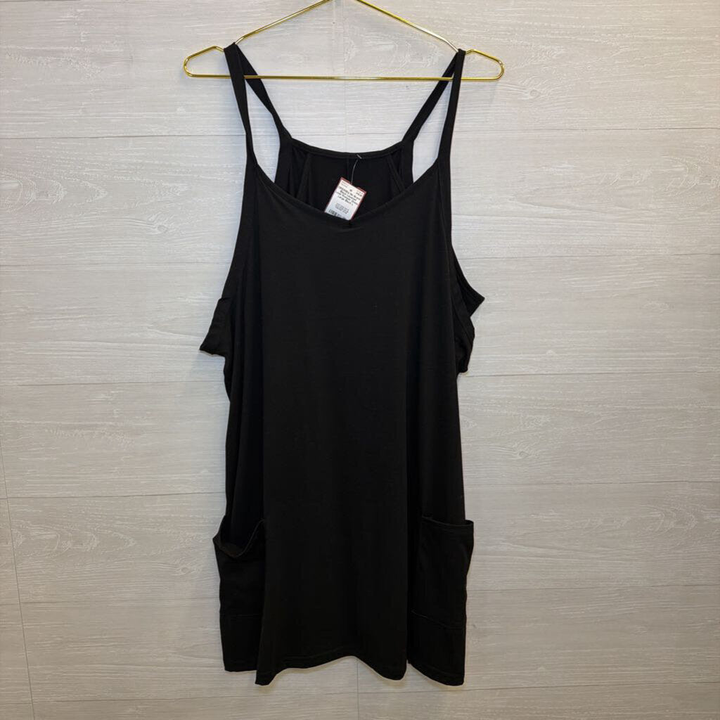 Black Layered Look Romper Dress Large