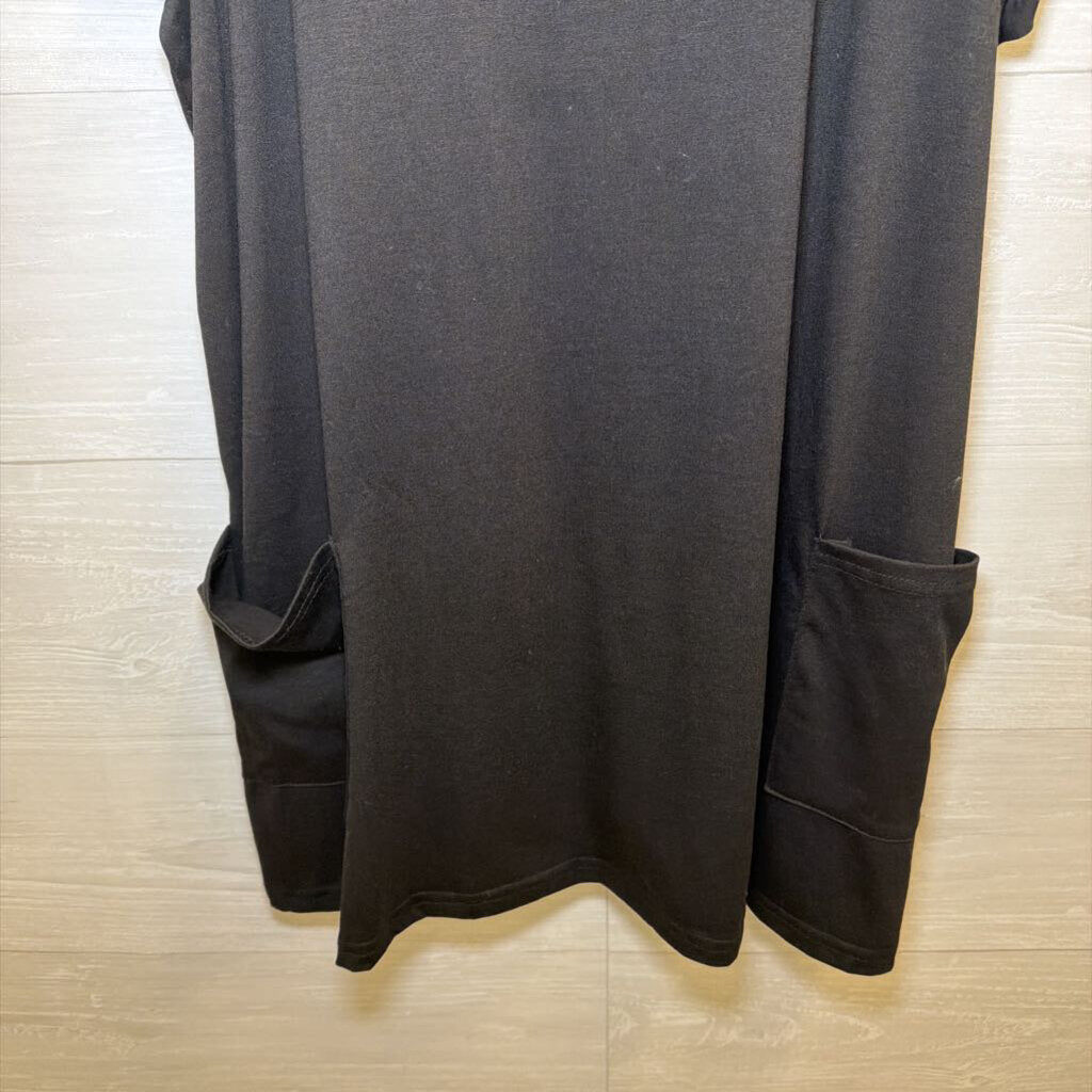 Black Layered Look Romper Dress Large