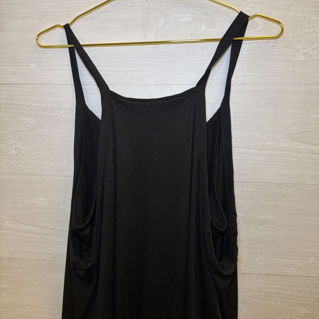 Black Layered Look Romper Dress Large