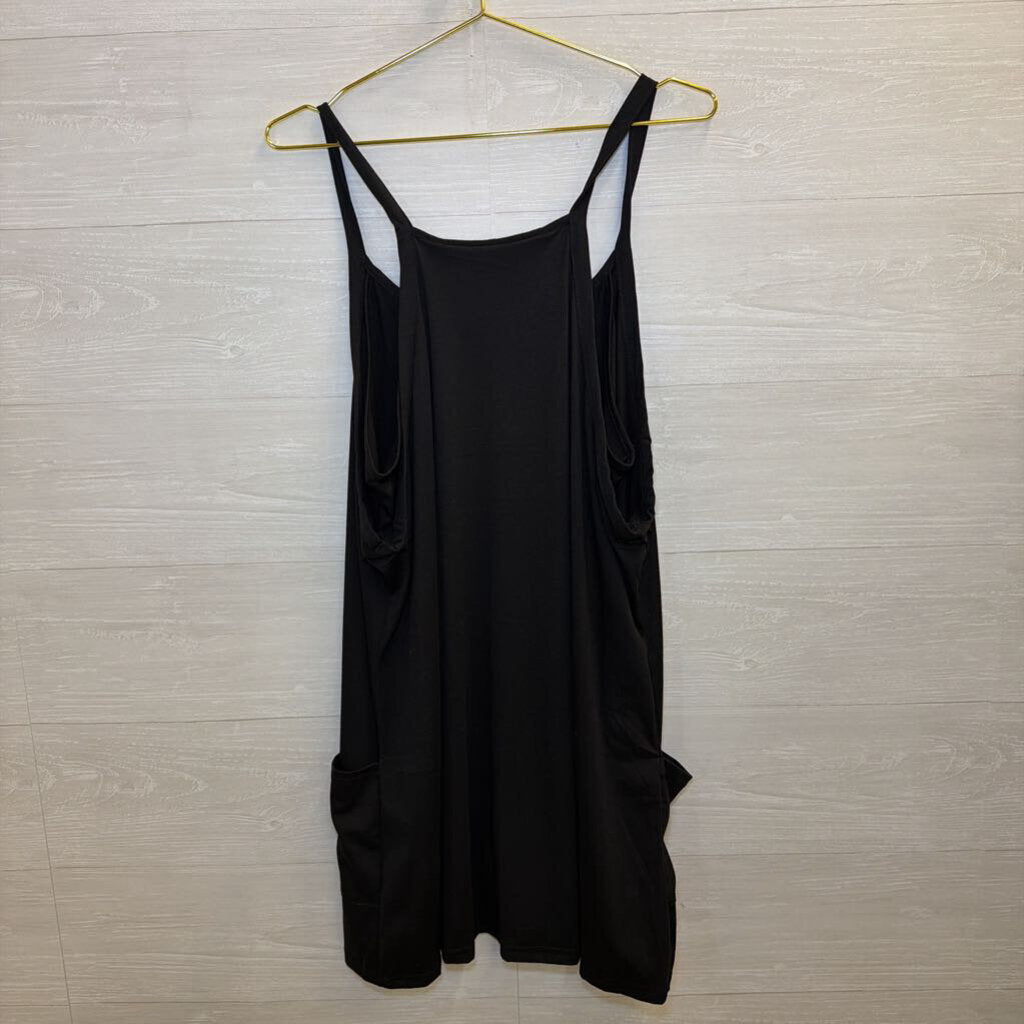 Black Layered Look Romper Dress Large