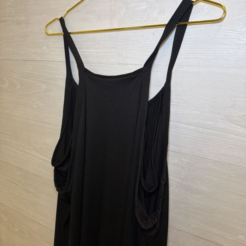 Black Layered Look Romper Dress Large