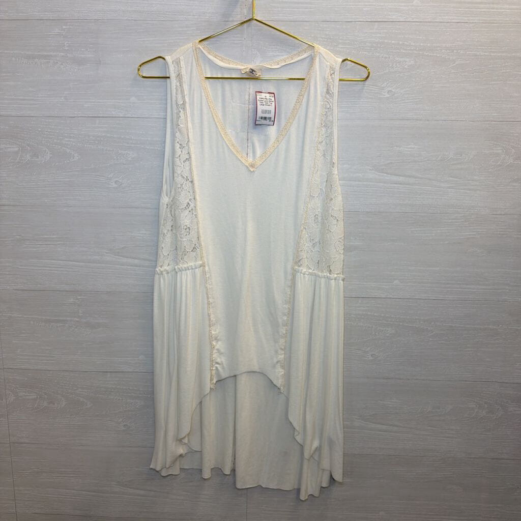 POL Cream Lace Detail Tunic Tank Top Large