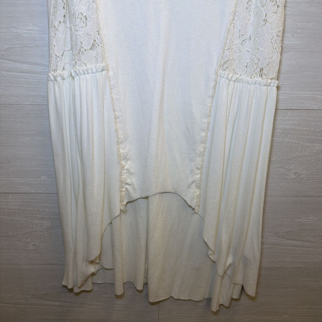POL Cream Lace Detail Tunic Tank Top Large