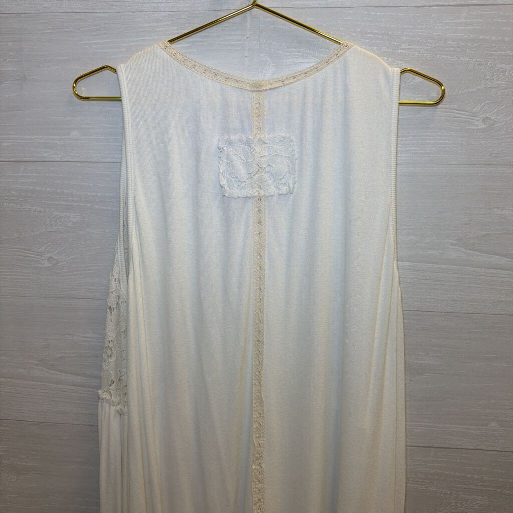 POL Cream Lace Detail Tunic Tank Top Large