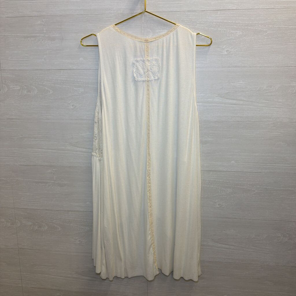 POL Cream Lace Detail Tunic Tank Top Large