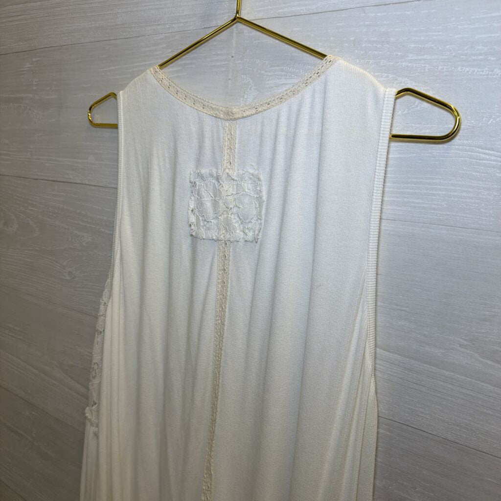 POL Cream Lace Detail Tunic Tank Top Large