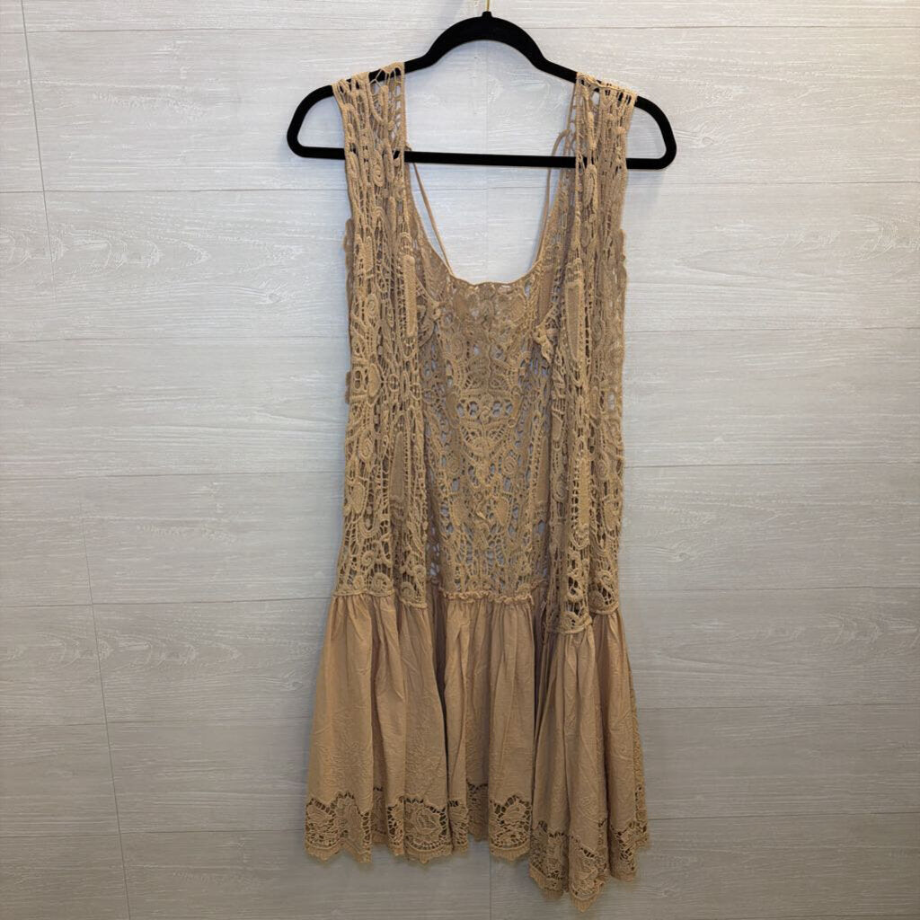 Jaded Gypsy Brown Crochet Lace Sleeveless Vest Top One Size