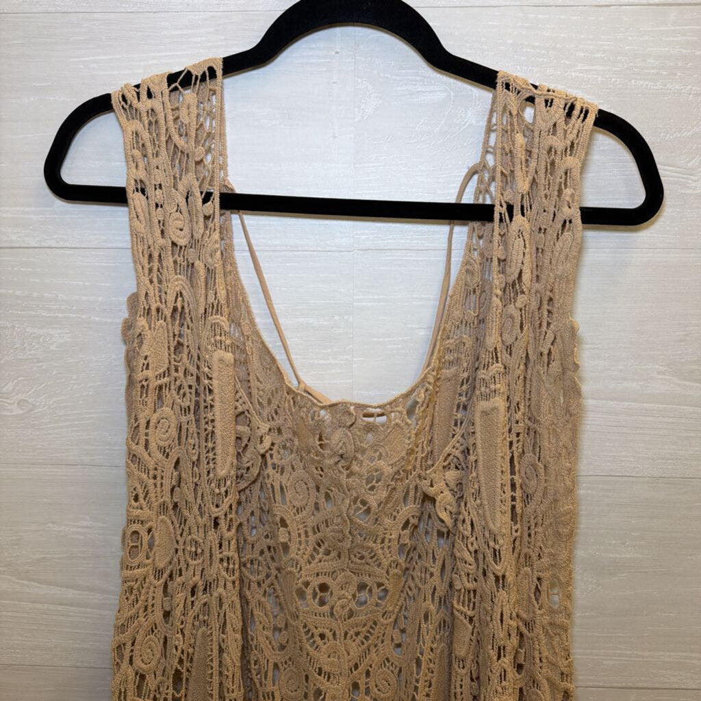 Jaded Gypsy Brown Crochet Lace Sleeveless Vest Top One Size
