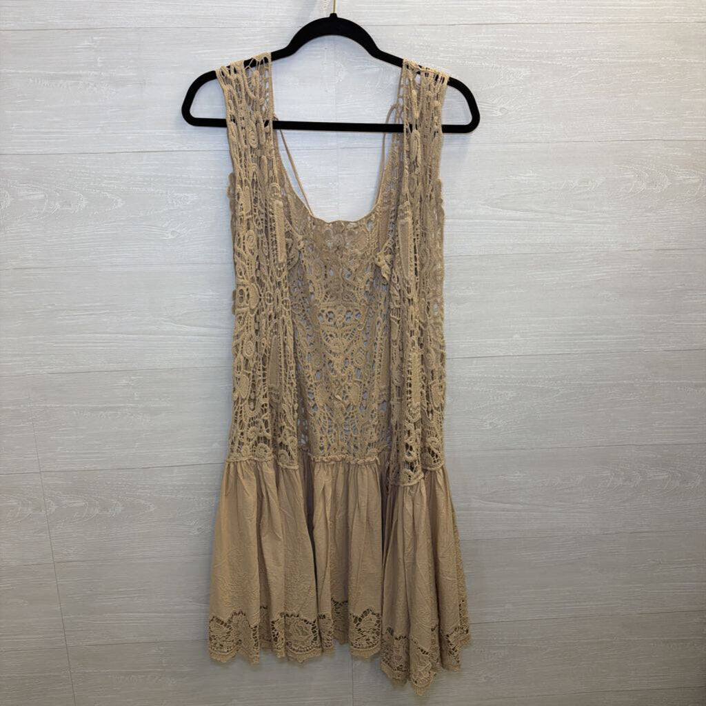 Jaded Gypsy Brown Crochet Lace Sleeveless Vest Top One Size
