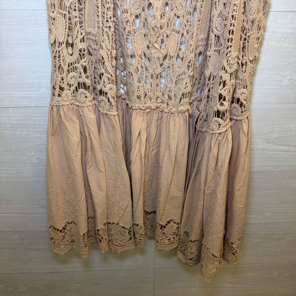 Jaded Gypsy Brown Crochet Lace Sleeveless Vest Top One Size