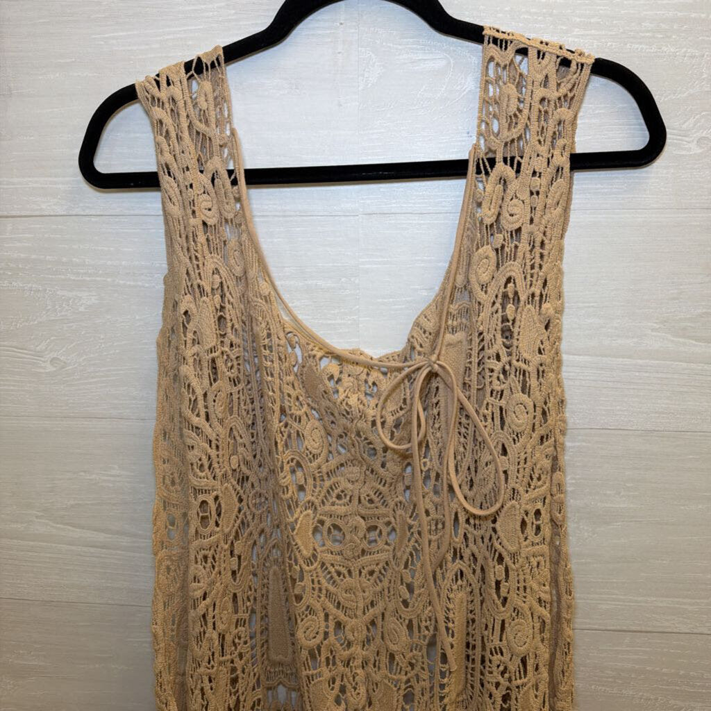 Jaded Gypsy Brown Crochet Lace Sleeveless Vest Top One Size