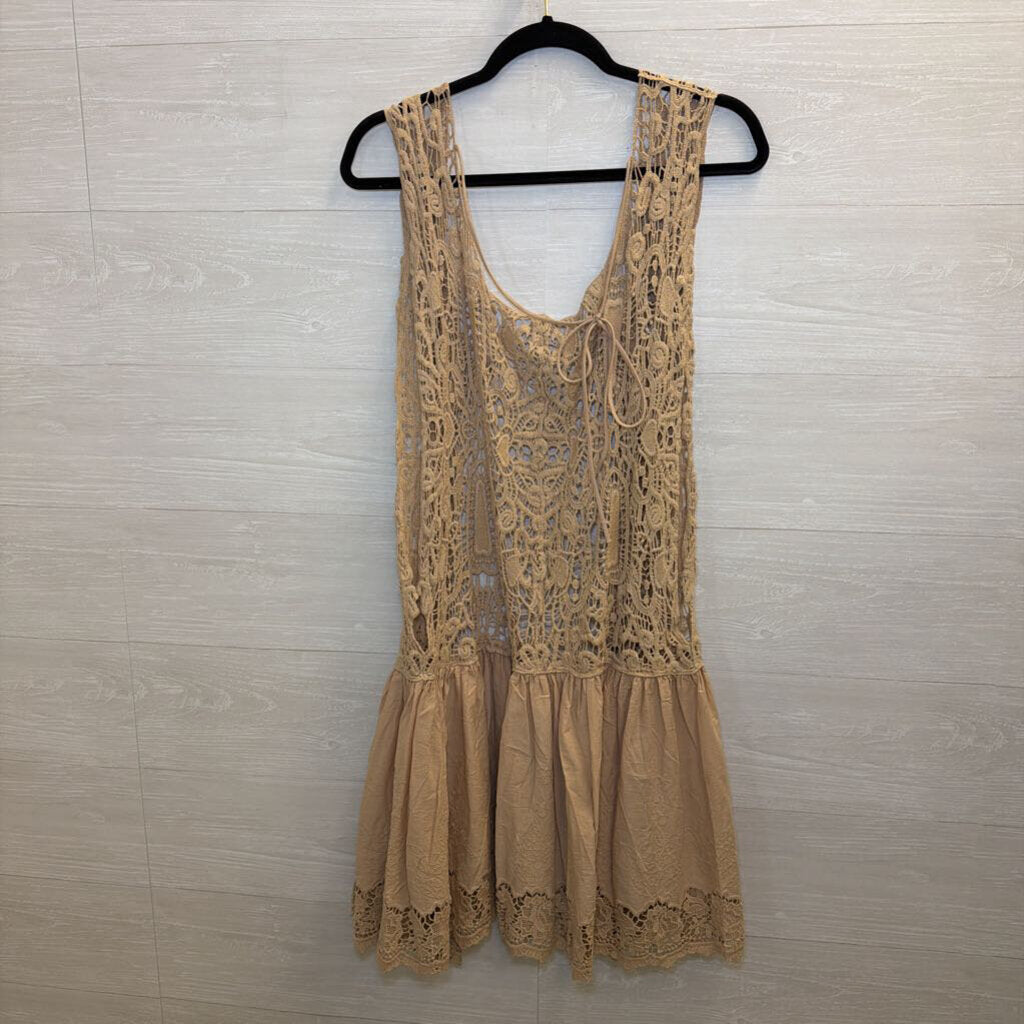 Jaded Gypsy Brown Crochet Lace Sleeveless Vest Top One Size