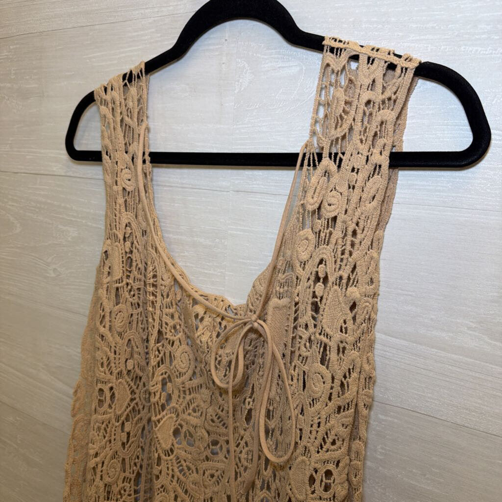 Jaded Gypsy Brown Crochet Lace Sleeveless Vest Top One Size