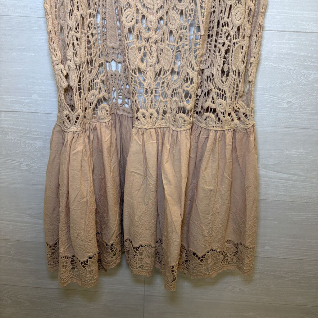 Jaded Gypsy Brown Crochet Lace Sleeveless Vest Top One Size