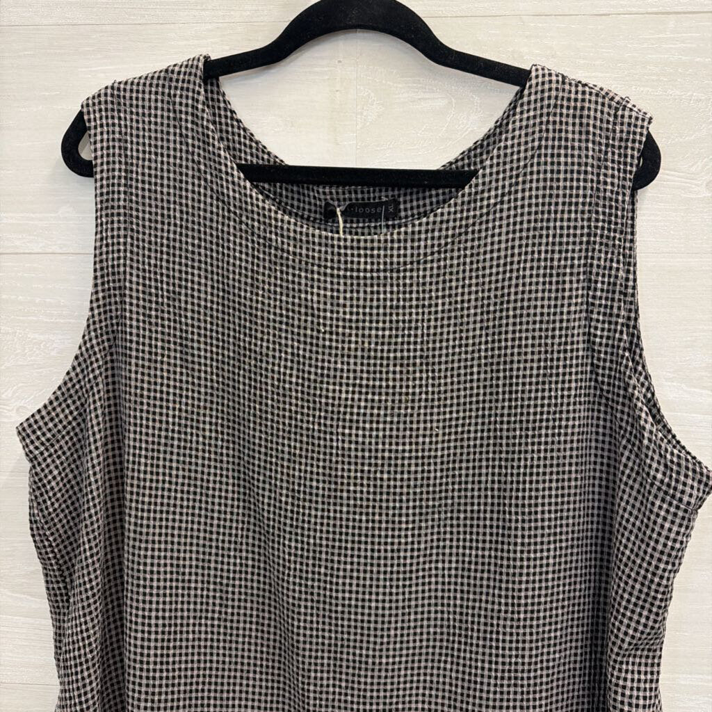 Cut Loose Black/ Grey Gingham Pull On Pants/ Tank Top Set Extra Large