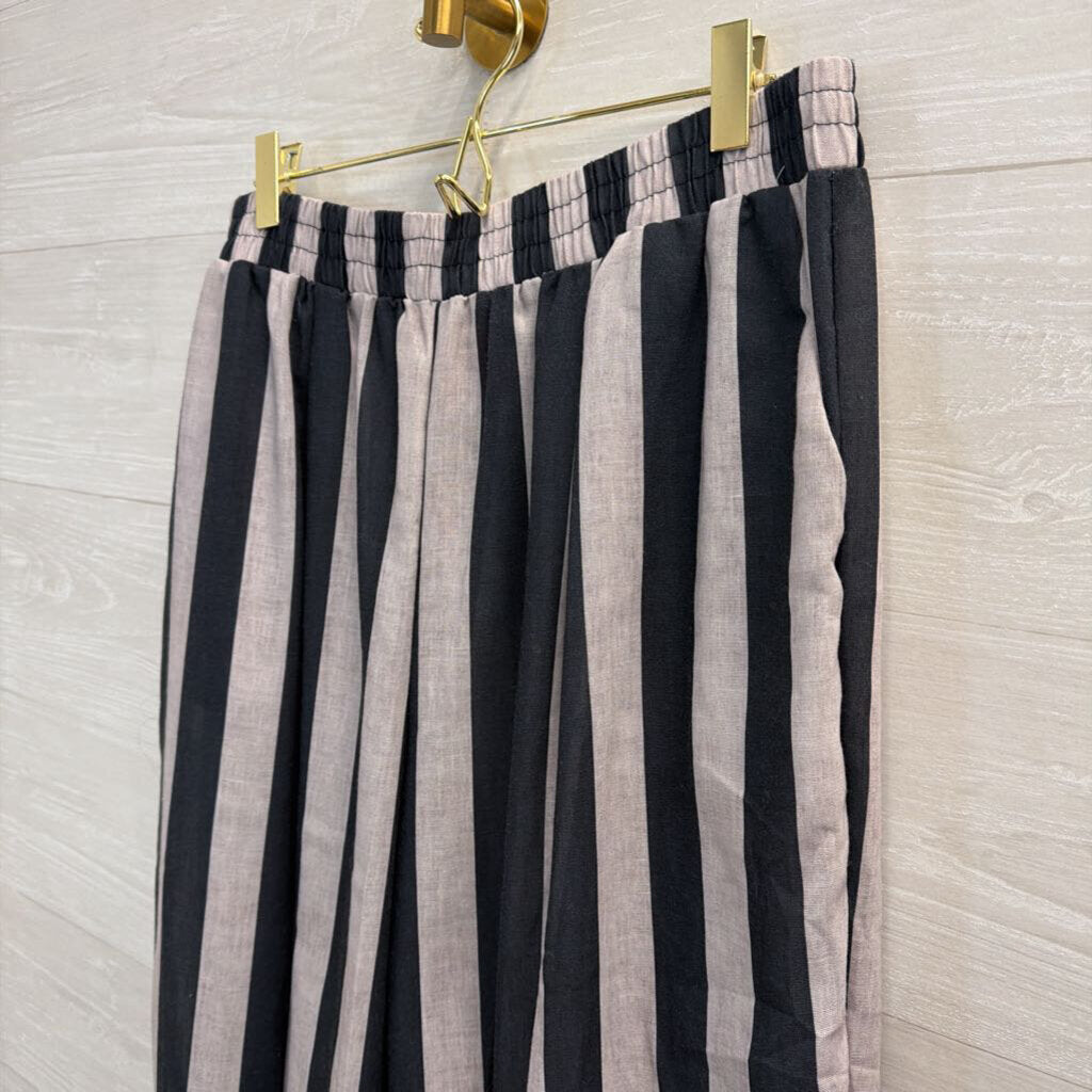 Grey Striped Pull On Pants Extra Large