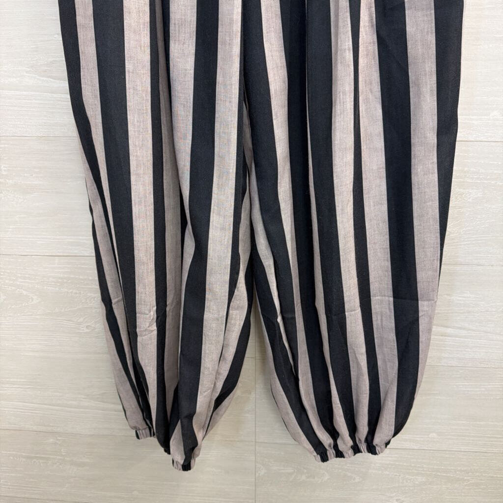 Grey Striped Pull On Pants Extra Large