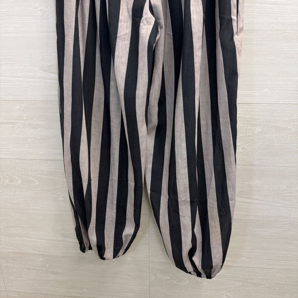 Grey Striped Pull On Pants Extra Large
