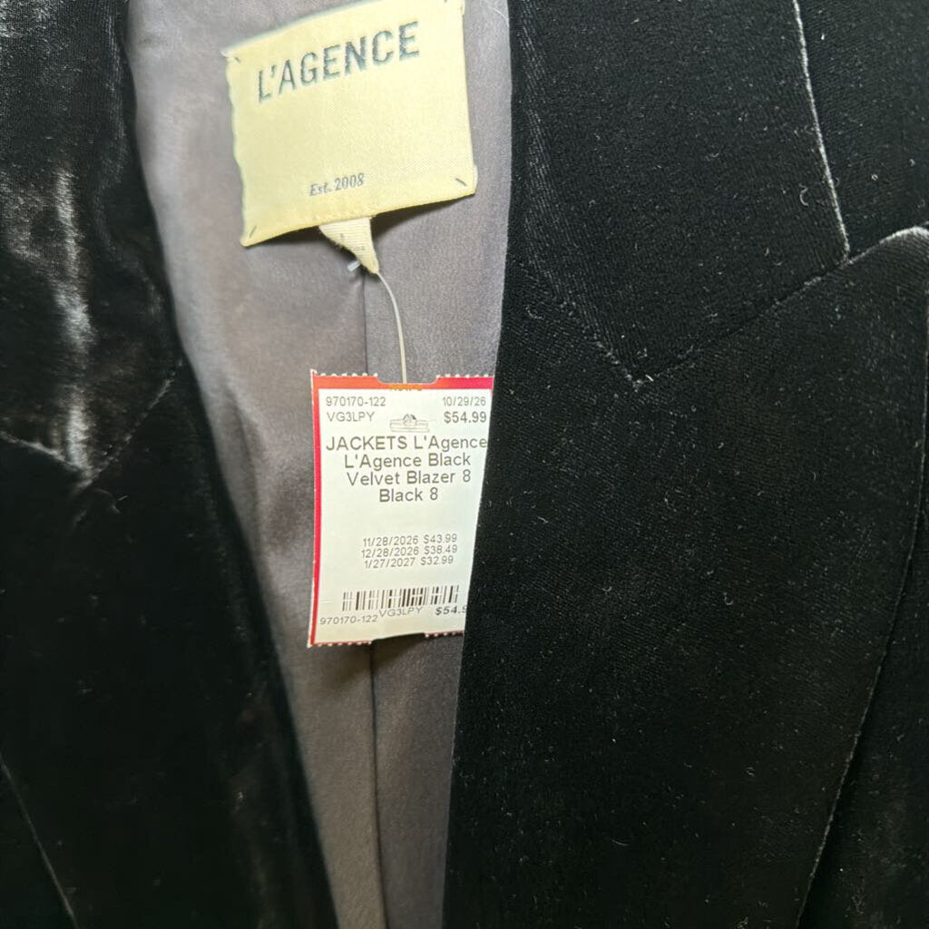 L'Agence Black Velvet Blazer 8