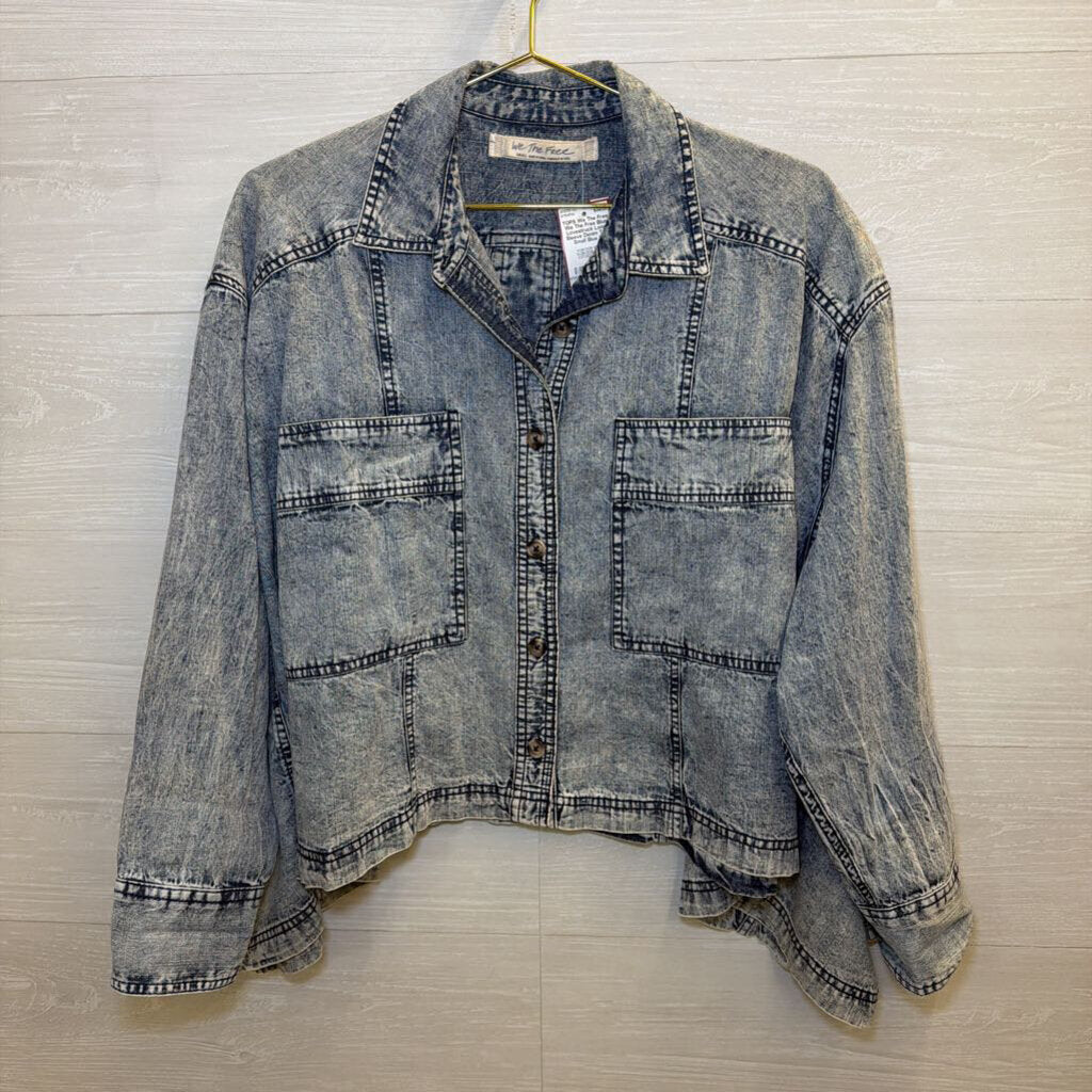 We The Free Blue Lovestruck Long Sleeve Denim Top Small