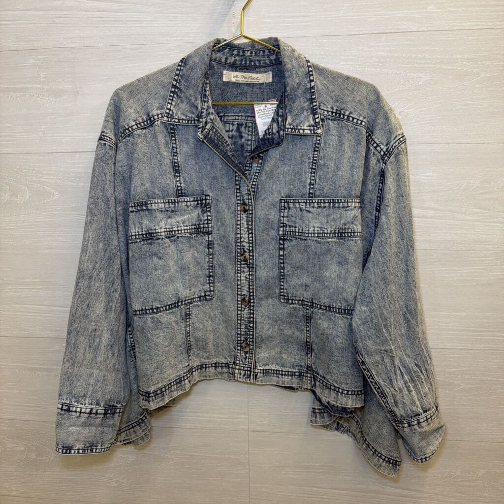 We The Free Blue Lovestruck Long Sleeve Denim Top Small