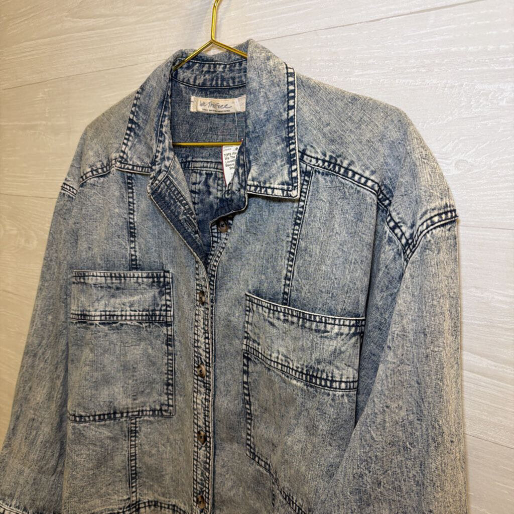We The Free Blue Lovestruck Long Sleeve Denim Top Small